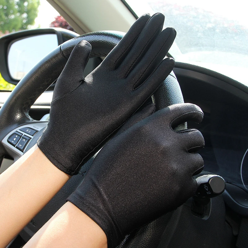 Summer Spandex Gloves For Women Sunscreen Thin Stretch Pure Color Gloves Tight Ladies Drive Gloves and Mittens Female Gloves