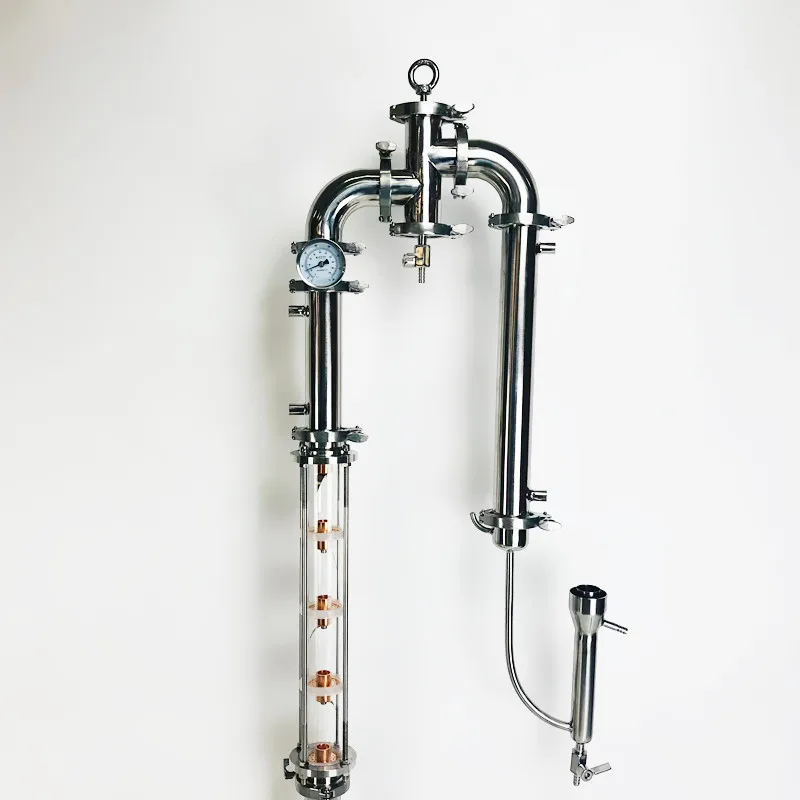 2" OD64 Household Pure Copper Or SS304 Column Distillation Machine With 2"Gin Basket Set And 5pcs Bubble Plates For Homebrew