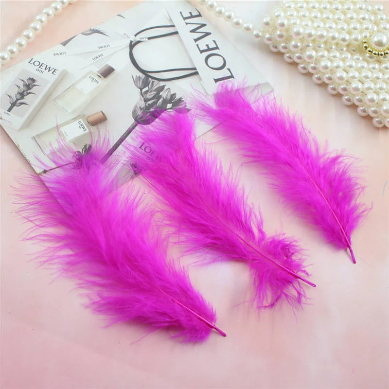 Natural Feathers 10-15cm Turkey Plume 4-6 Inches  Chicken Feather Colorful Plumas Para Manualidades For Wedding Dress Decoration