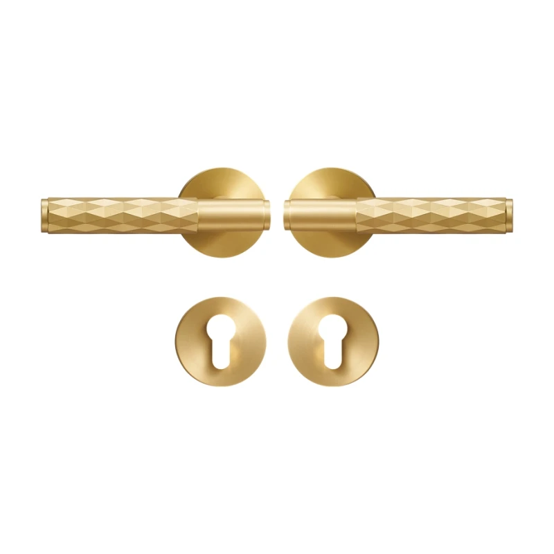 Dooroom Brass Hammered Door Lock Set Interior Bedroom Bathroom Double Wood Door Lever Set Dummy Privacy Passage Key Escutcheon