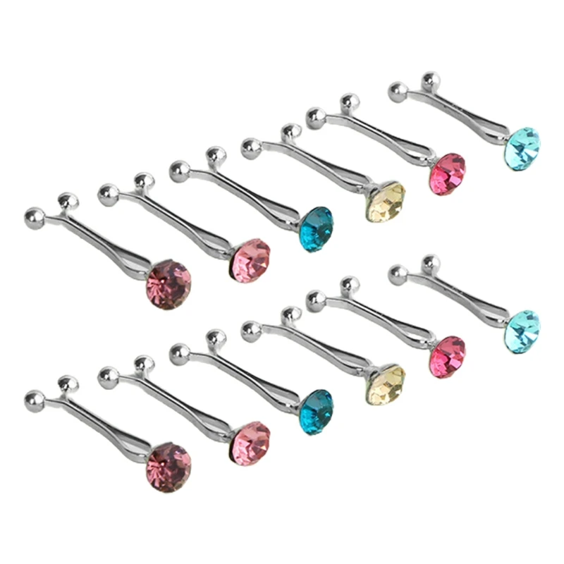 12Pcs/Set Multicolor Rhinestone Muslim Hijab Scarf U Clips Islamic Headscarf Shawl Ethnic Abaya Safey Brooch Pins