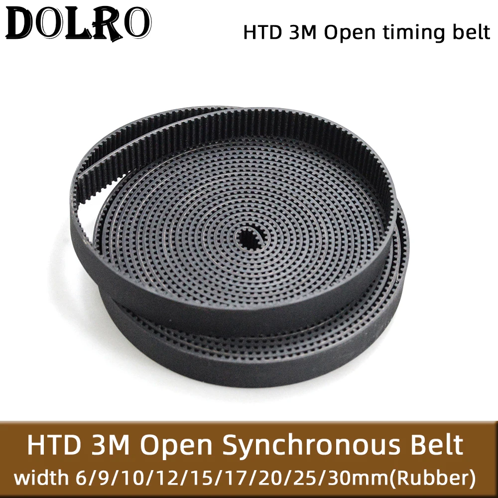 Arc Tooth HTD 3M Open Synchronous belt Width 6/9/10/12/15/20/25/30mm Rubber fiberglass Neoprene HTD3M pulley Laser Engraving CNC