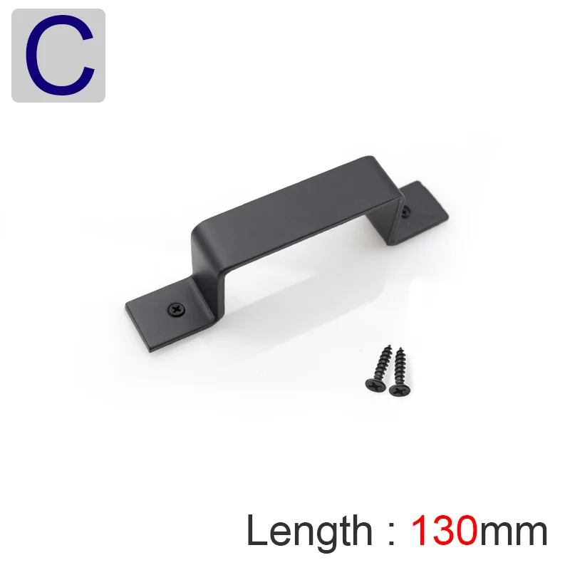 Simple Barn Door Handle Rustic Sliding Door Pull Knob Hardware Black Carbon Steel Heavy Duty Wood Gate Vintage Hardware Pulls