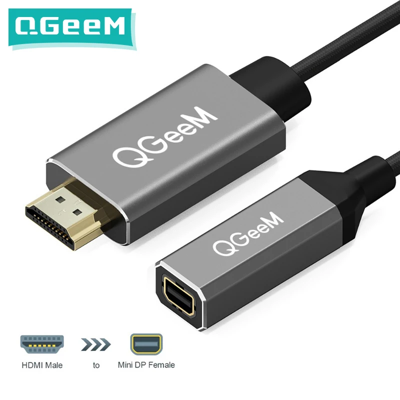 QGeeM HDMI Cable Compatible to Mini DisplayPort Converter Adapter Cable 4K x 2K HDMI to Mini DP Adaptor for HDMI Mini DP to HDMI