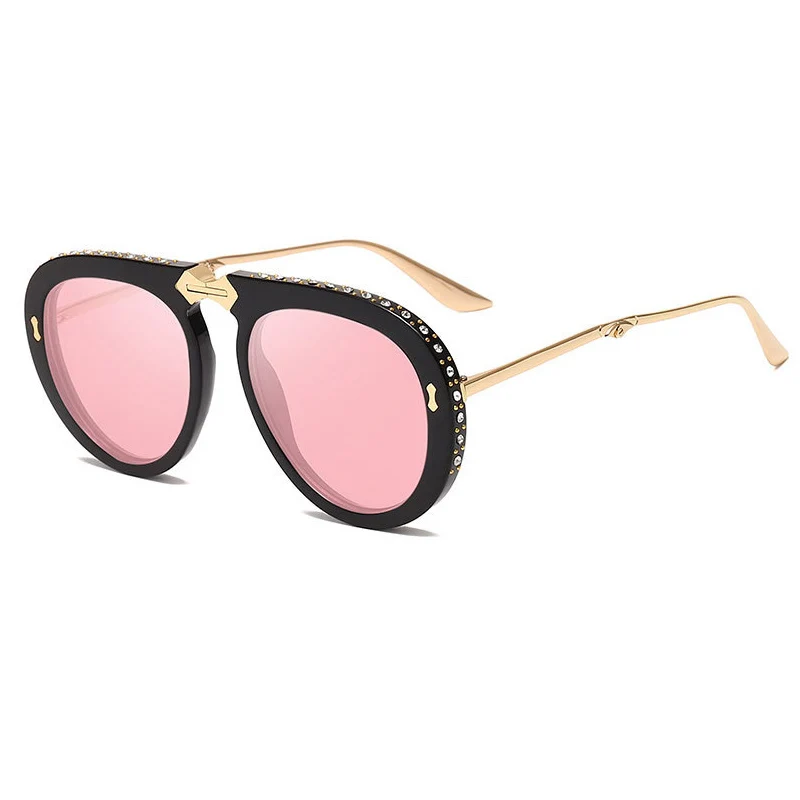 Diamond Ladies Foldable Frame Pilot Sunglasses New Women Men Luxury Brand Design Rhinestone Fashion Eyewear Female UV400 Glasses
