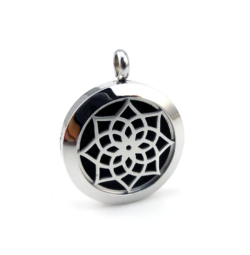 With Chain Gift Lotus 20mm 25mm 30mm Stainless Steel Essential Oils Aromatherapy Locket Perfume Diffuser Necklace