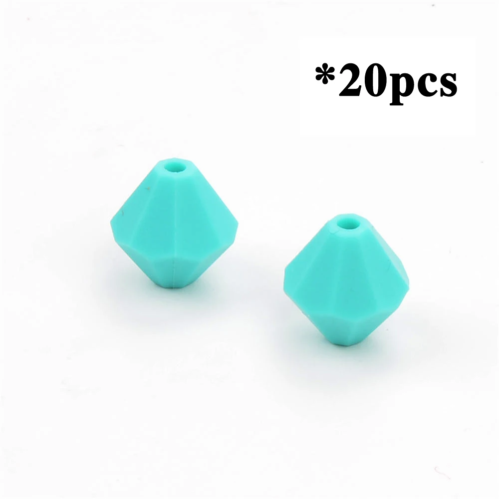 LOFCA Beads 20pcs Diamond Silicone Teething Rhombus Teether Food Grade DIY Jewelry Pendant Necklace Silicone Loose Beads