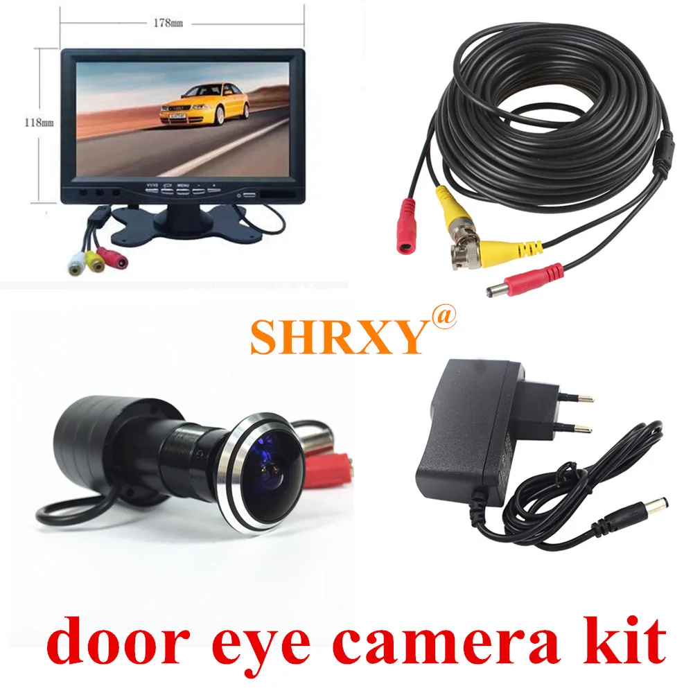 NEWST 170 Degree Wide Angle Door Eye Camera 700TVL Bullet Mini CCTV Camera with 7"lcd Monitor Door Hole Camera System