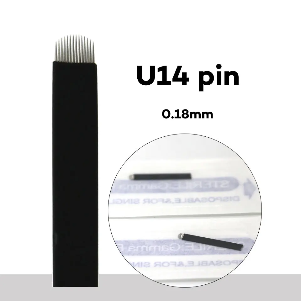 50pcs 0.18mm Black Tebori Blade Needle U-shaped and Bevel Eyebrow Tattoo Needles Suitable for Dermografo Micropigmentacion