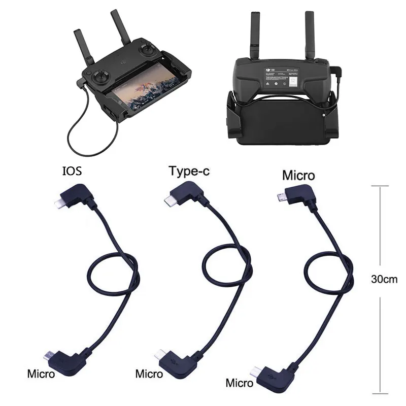 30CM OTG Data Cable For DJI Spark MAVIC Pro Air Mavic 2 Zoom Mini SE Micro-USB Type-C Connector for Tablet Phone to Controller