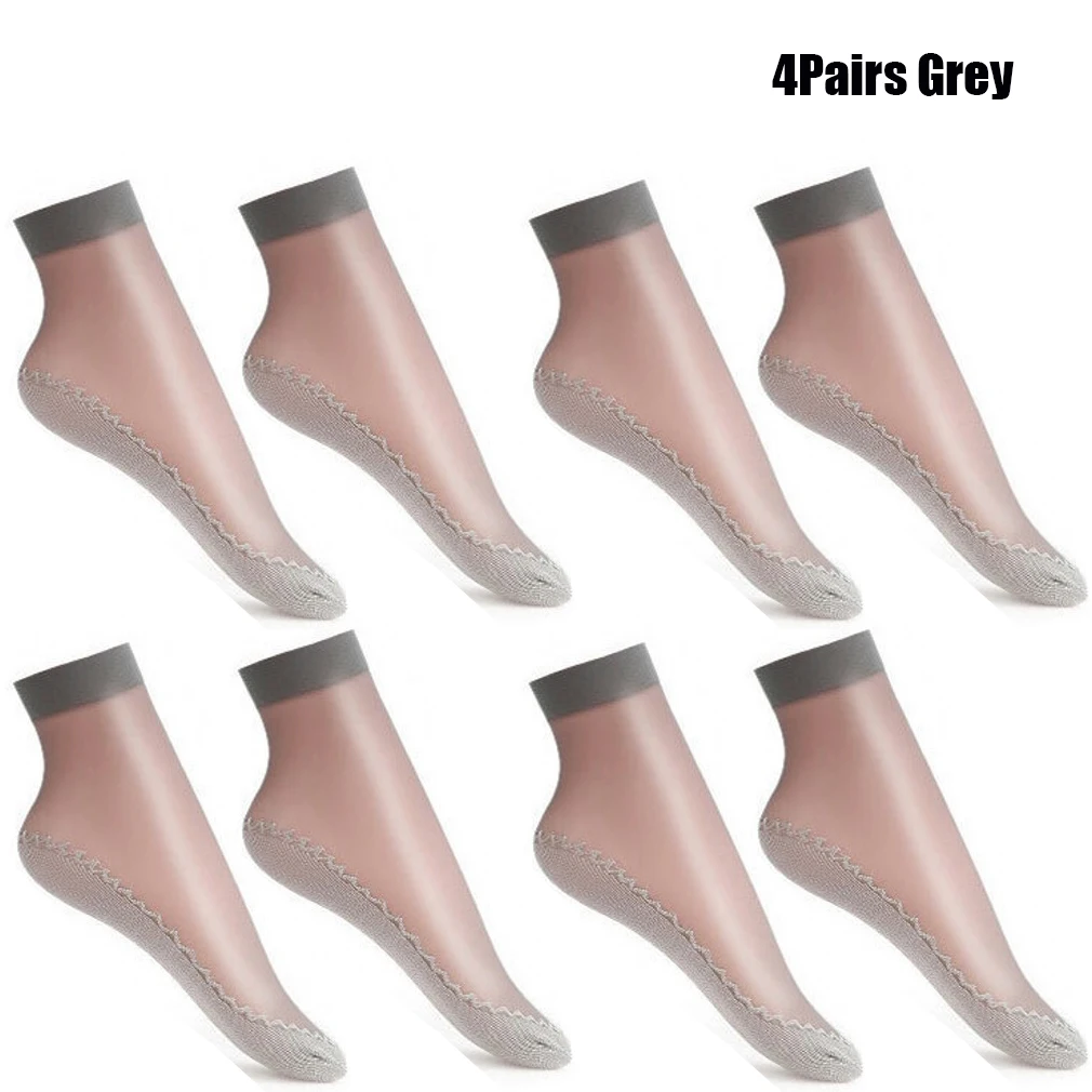 Summer Soft Silk Socks Women Cotton Breathable Bottom Non-Slip Transparent Thin Socks Ladies Short Sock Nylon Slippers Sock