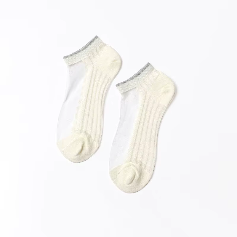 glass crystal cotton bottom sexy invisible silk boat Mesh Fishnet Transparent Ankle Net Yarn Thin Women Cool Socks