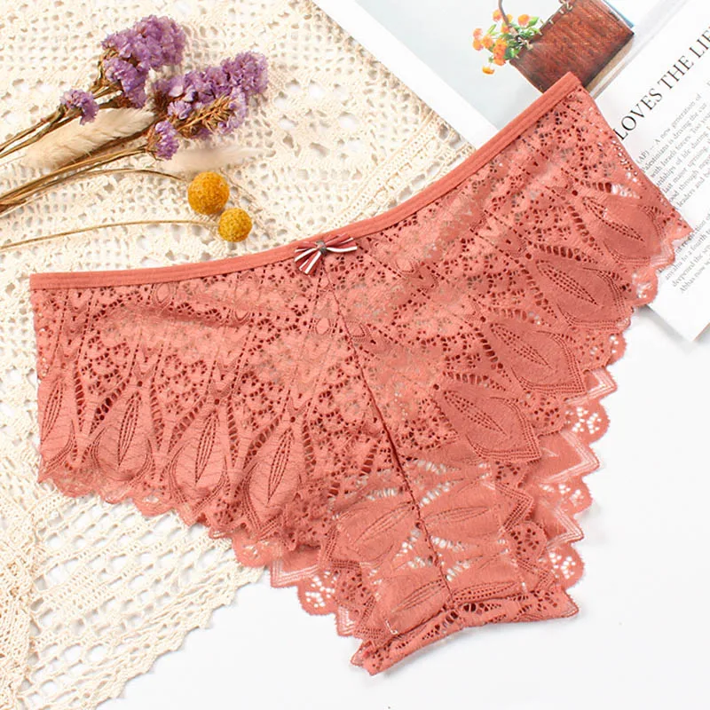 CINOON Sexy Panties Women Lace Low-waist Briefs Female Hollow Out Underwear Solid G String Lingerie Transparent Underpant