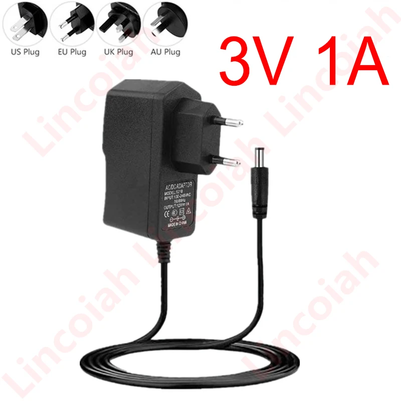 AC 100-240V DC 3V 1A 1000ma power Adapter Converter Adaptor 3 V Volt Charger Power Supply EU Plug 5.5mm * 2.5mm(2.1mm)