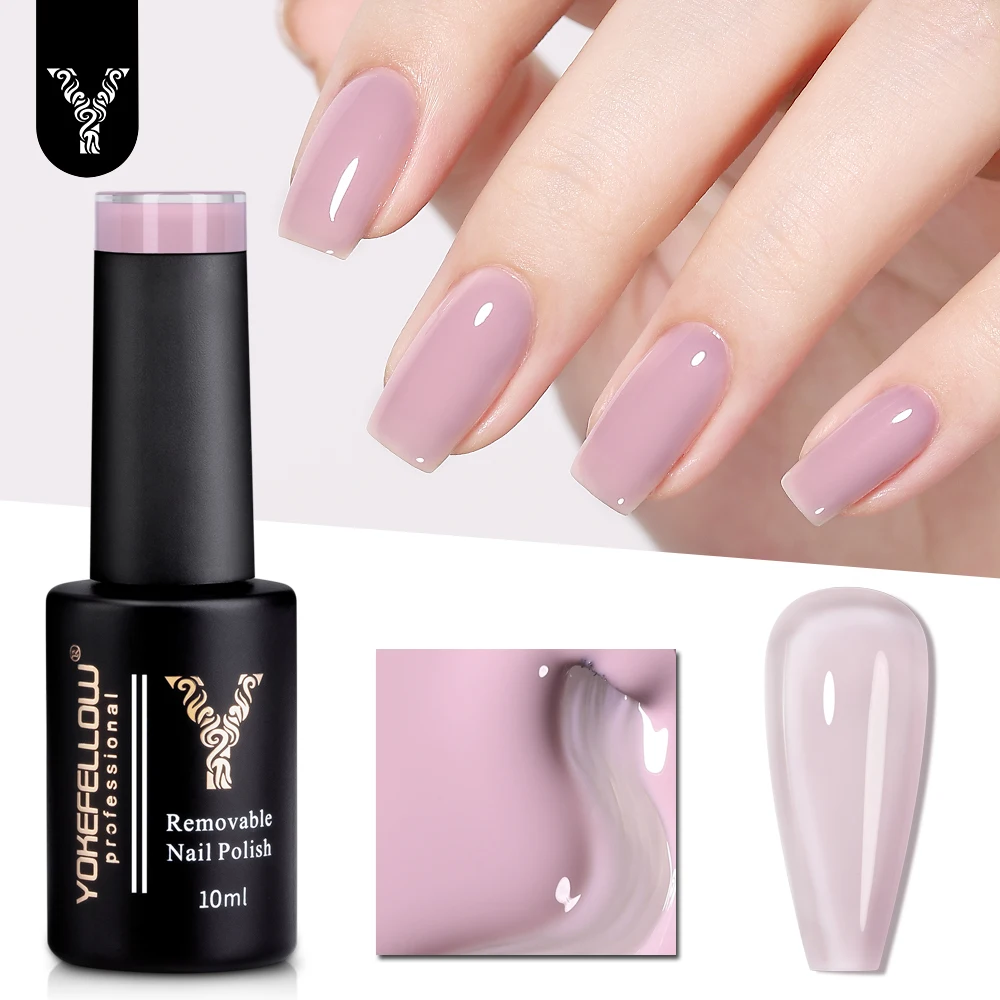 YOKEFELLOW Jelly Gel Nail Polish YZ14 10ML Shiny Sheer Natural Nude Jelly Gel Polish for Nail Art DIY Translucent UV Light Cure