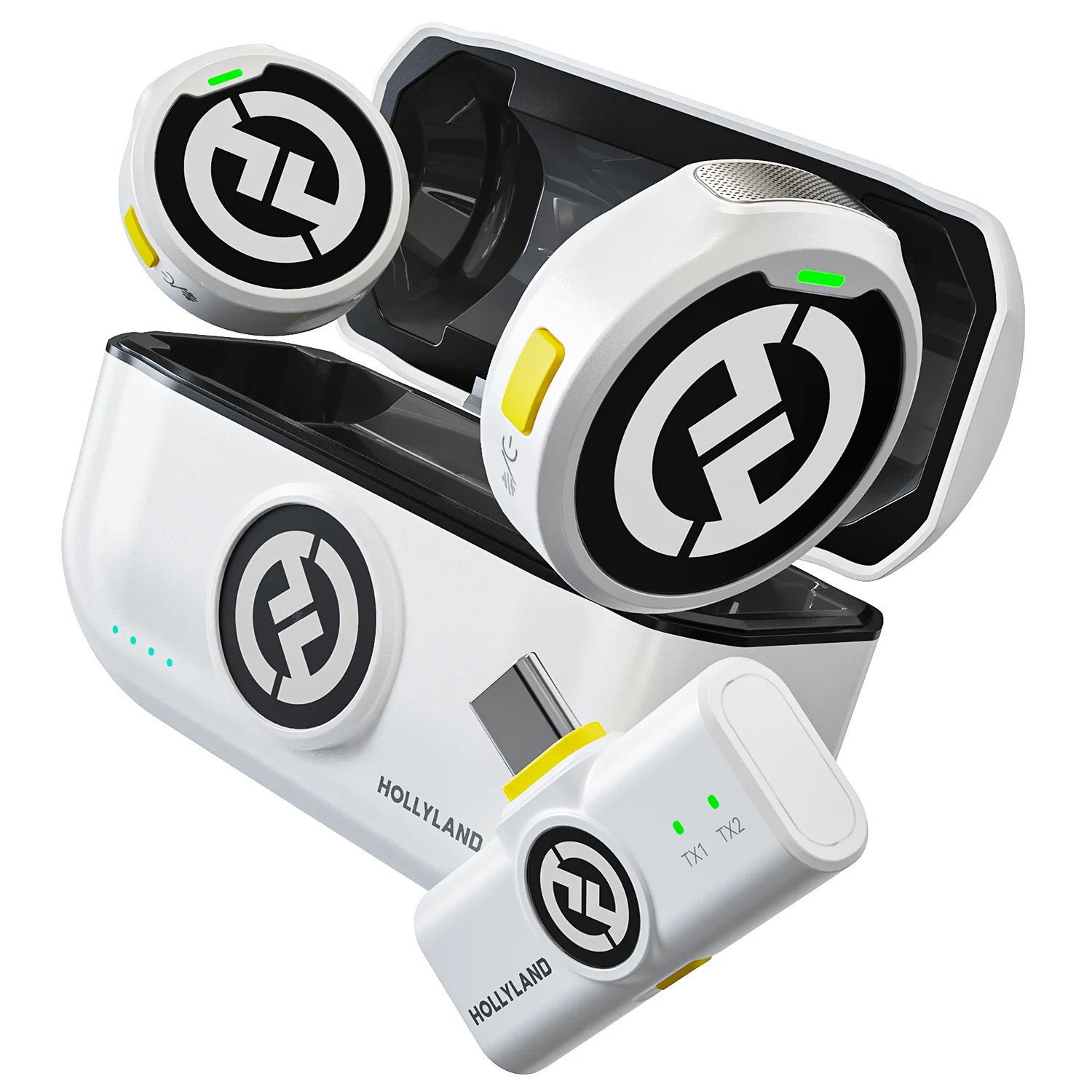 Hollyland Lark M2 White Wireless Lavalier Microphone 300m Range 10H Worktime Wireless Microphone for Vlogging Live Streaming