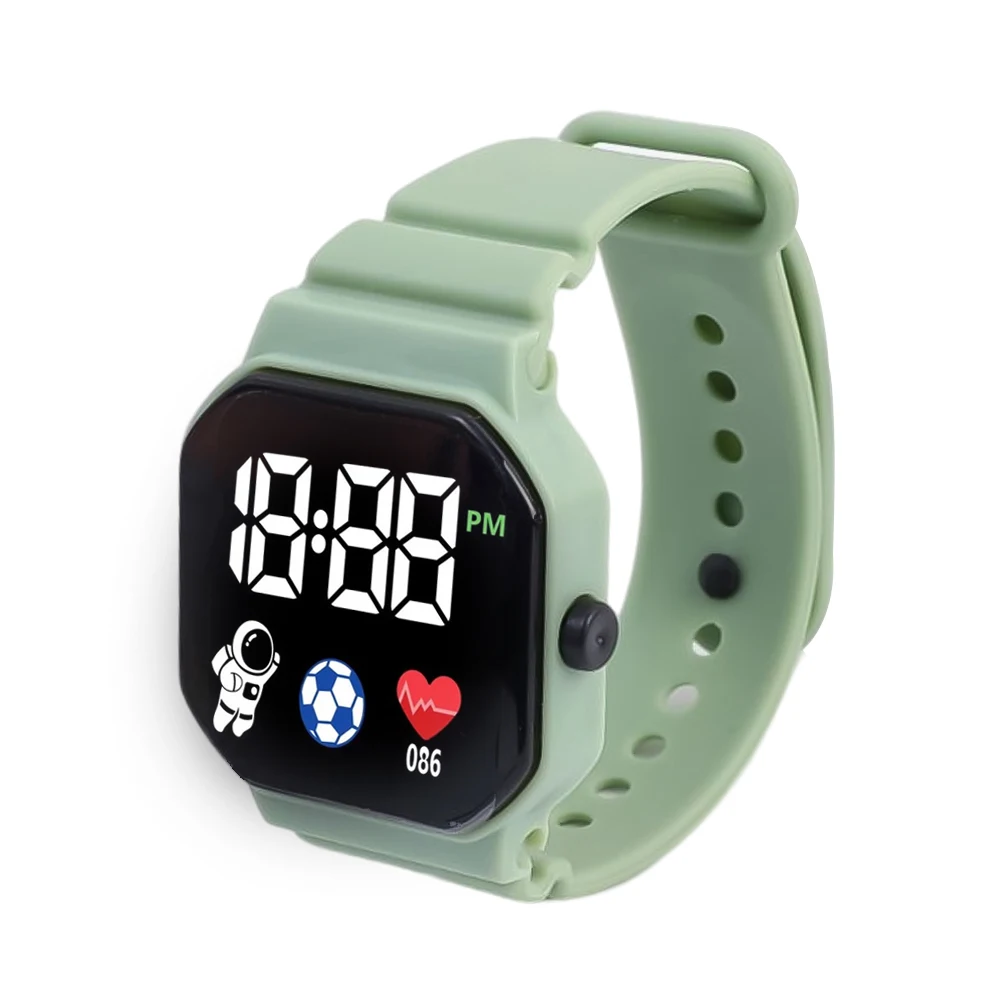 Simple Smart LED Watch Children Digital Wristwatch Kids Silicone Strap Sport Fitness Electronic Watches Heart Rate Clock Watch