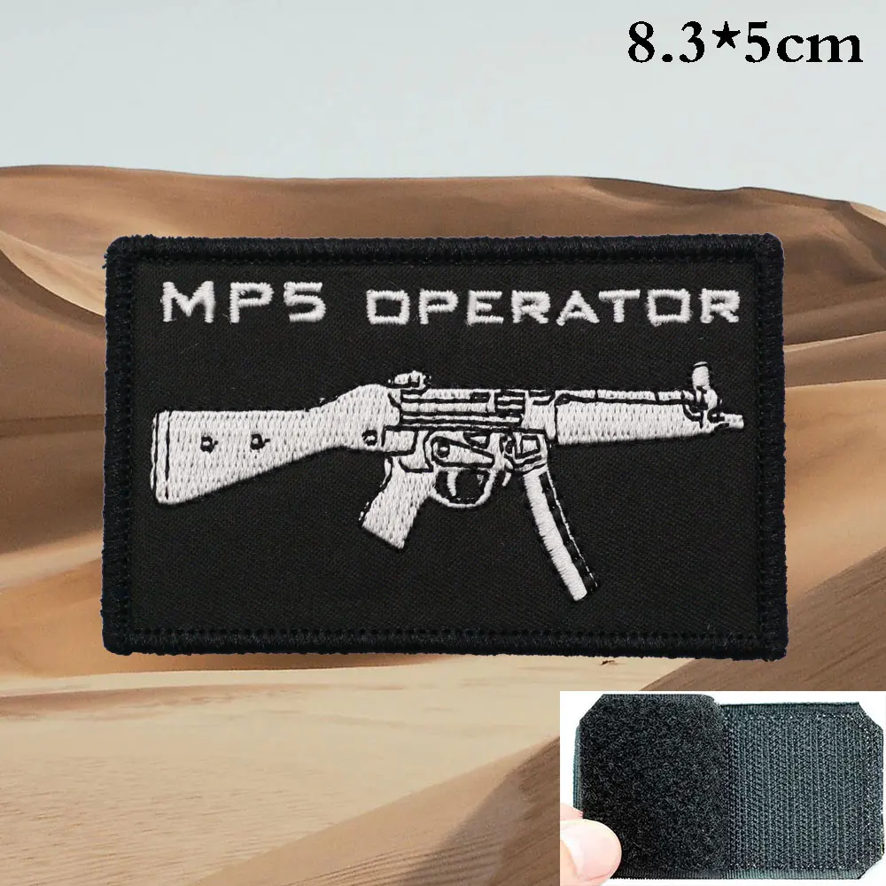 gun Embroidered Patches Applique Sewing Label punk biker Band Rock Clothes Badges with hook backing