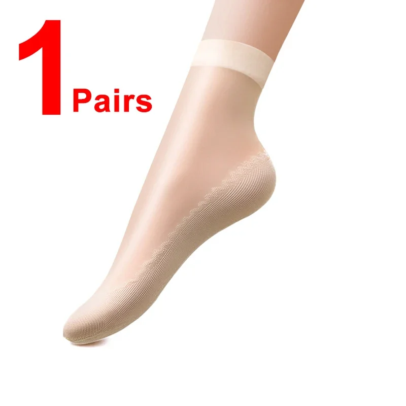 Spring Summer Women Soft Socks Velvet Silk Socks Non-Slip Bottom Splice Transparent Ladies Ultrathin Breathable Sock