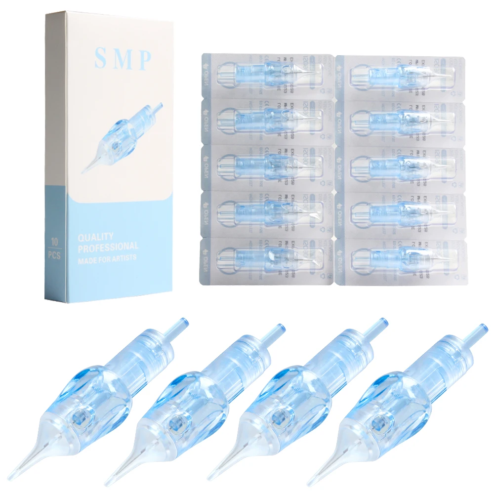10PCS/Box SMP Tattoo Cartridge Needles Eyebrow lip Tattoo Needle Cartridges Round Liner Sterilized Safety cartridge needles