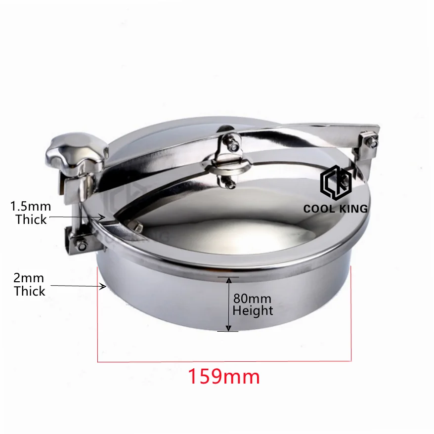 159/200/300/400/500/600mm Round Manway Manhole Cover Quick Open Hand Hole Round Welding Manhole Cover Normal 304 Stainless Steel