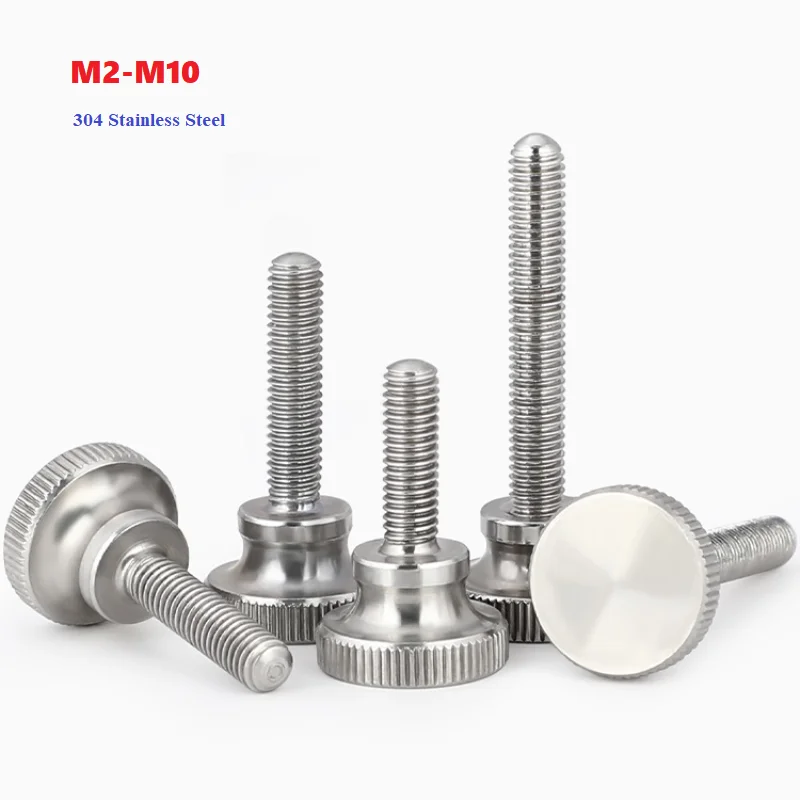 M2 M2.5 M3~M10 304 Stainless Steel Thumb Curtain Wall Glass Lock Screw Hand Knurl Step High Head Hand Tighten Adjust Screw GB834