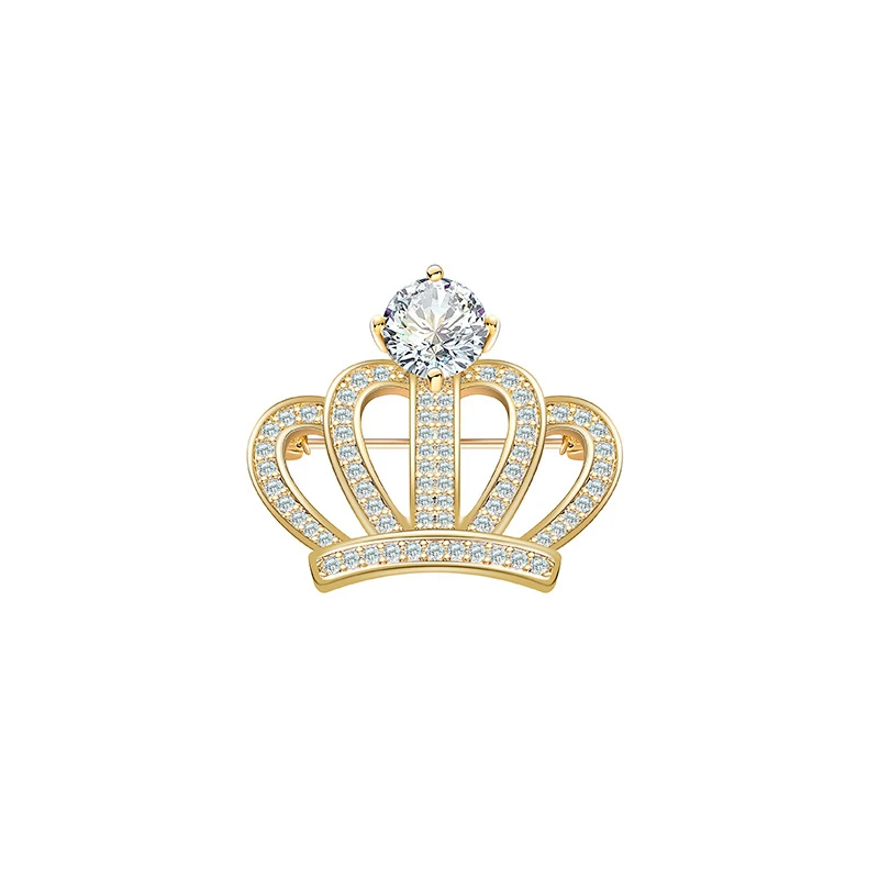New Elegant Accessories Niche High-grade Zircon Crown Brooch Suit Queen Pin Evening Dress Accessories
