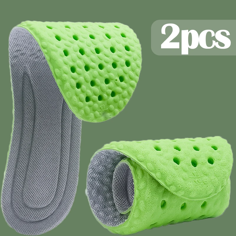 4D High-elasticity Shock Insoles Women Memory Foam Massage Sports Arch Support Shoe Pads Unisex Orthopedic Inserts Cushion