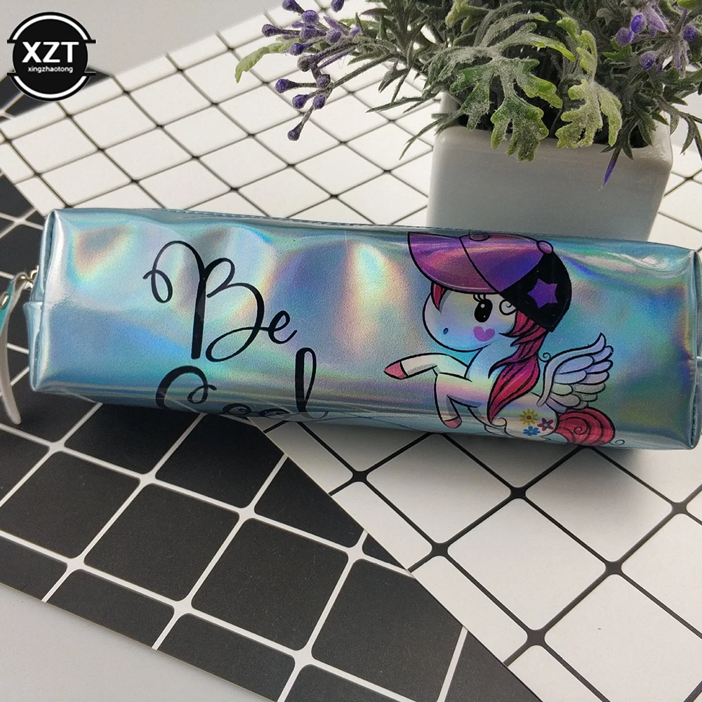 Pencil Case Holographic Laser Unicorn Pen Bag For Girl Boys Student Large Capacity Waterproof Pen Box School Supply Stationery