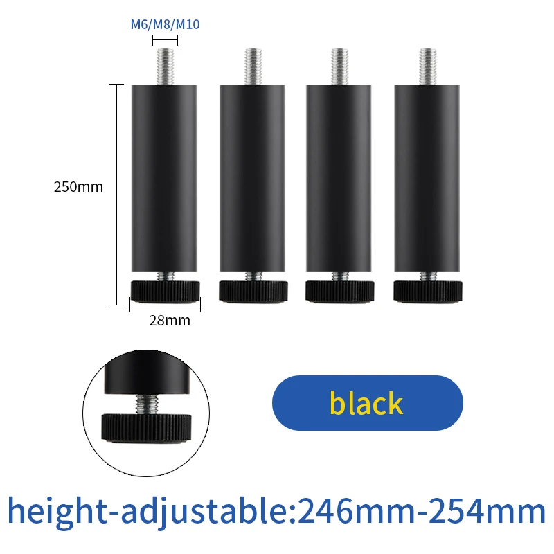 Black 25cm M6 M8 M10