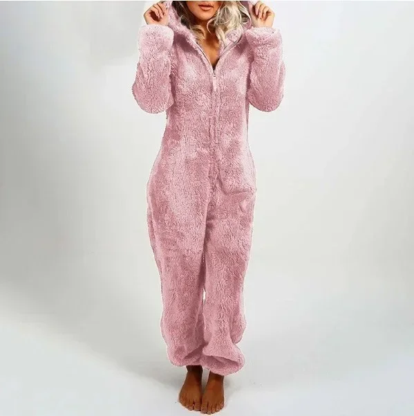2022 Fashion Onesies Fleece Sleepwear Overall Plus Size Hood Sets Pajamas for Women Adult for Winter Warm Pyjamas Women S-5XL