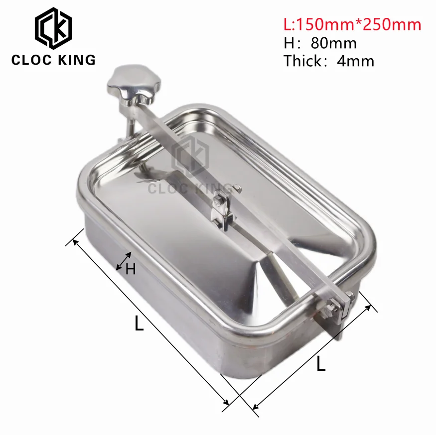 Sanitary SS304 Stainless Steel ManHole Cover with Lid Rectangular Quick Open Manhole Tank Manway Door Dairy Beer