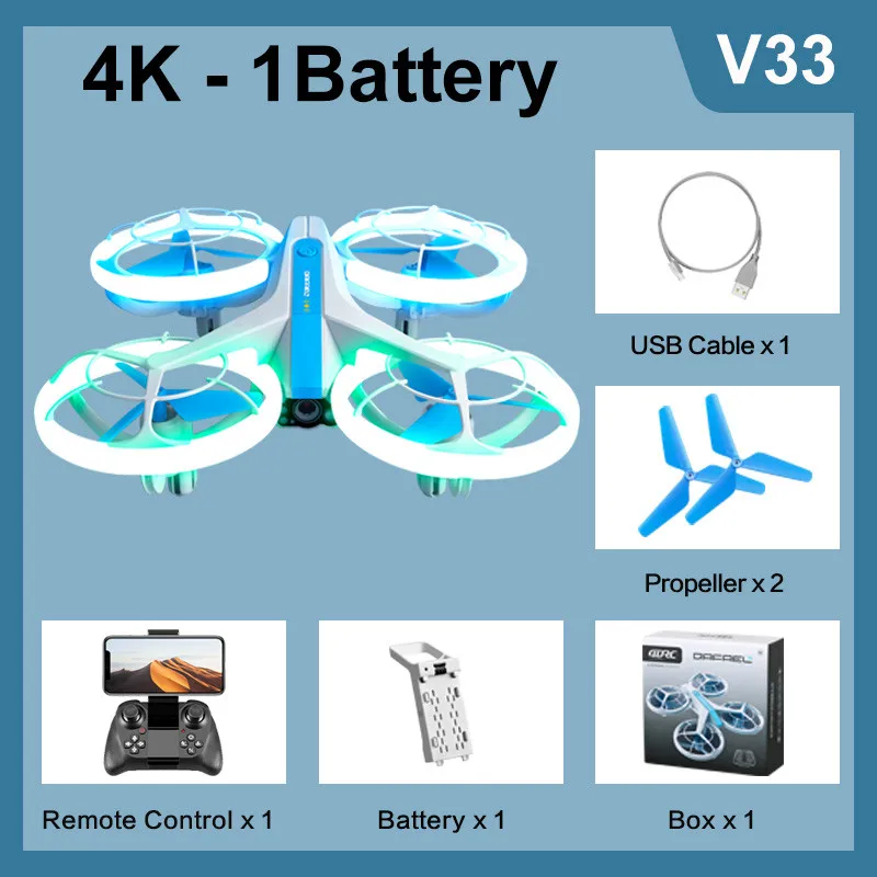 4DRC NEW V33 8K Mini Drone 4K profession HD Wide Angle Camera 360° protection WiFi FPV Drones Height Keep RC Quadcopter Gift Toy