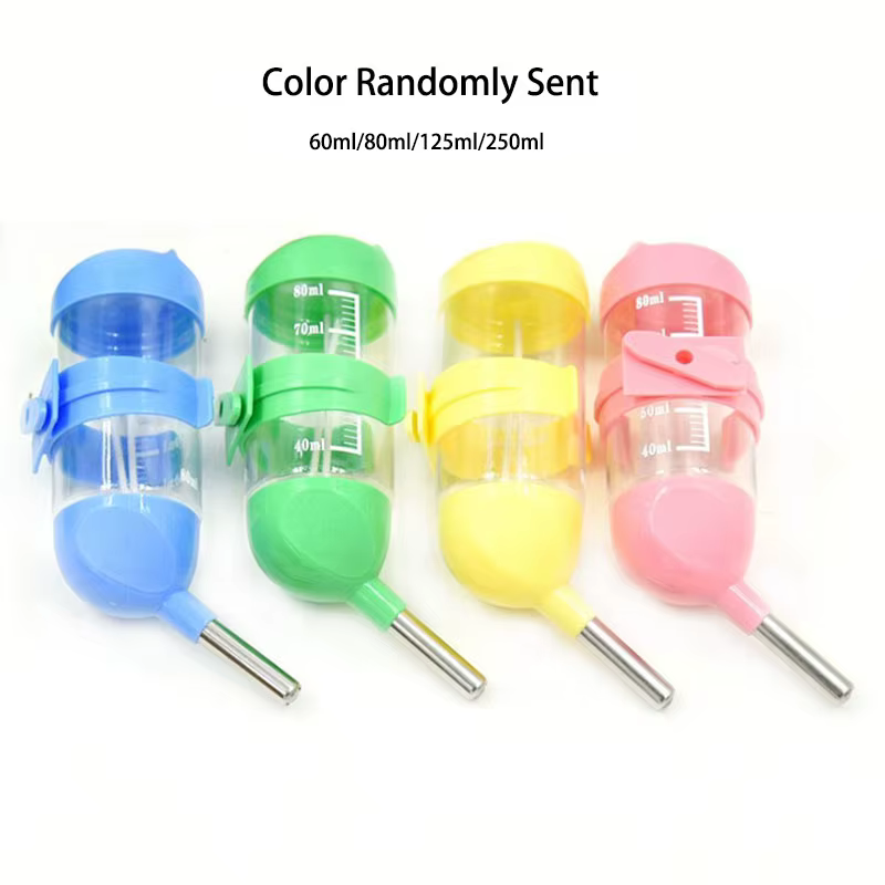60ml/80ml/125ml/250ml Plastic Small Pets Water Drinking Bottle Feeder Hamster Rat Pet Dispenser Feeder Cage Hangable Bottles Hot