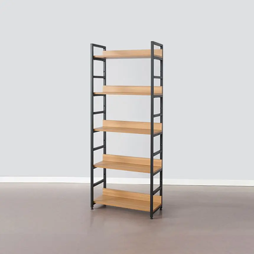 03. Steel Wood Shelf Black 5-Tier