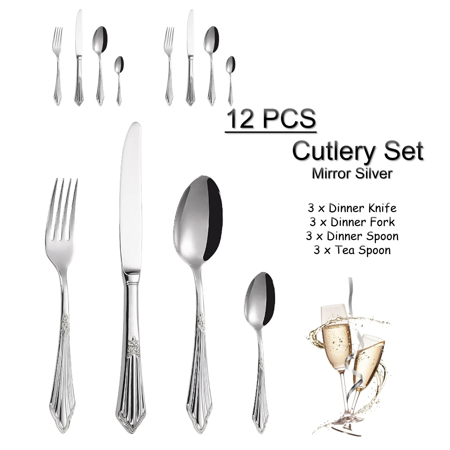 12PCS- Silver