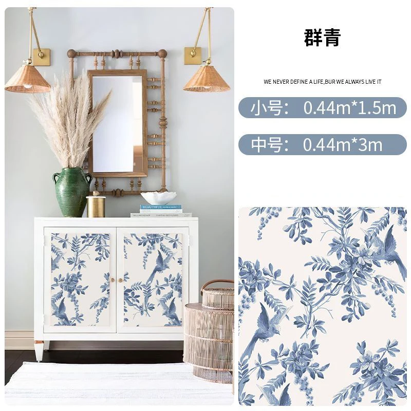 Peel and Stick Sketch Art Flower and Bird Wallpaper Vinyl Thickened Waterproof Mural Self-adhesive Animal Plant Wall Sticker