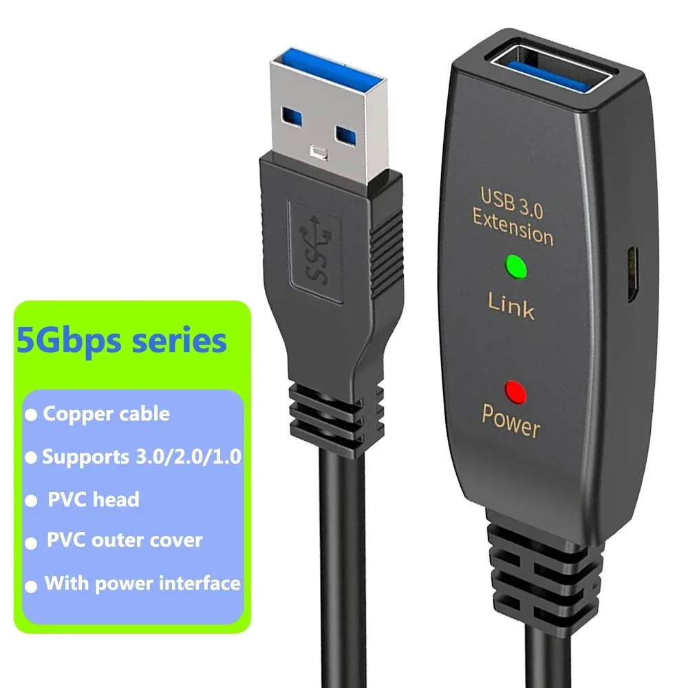 FSU USB Extension Cable USB 3.2 3.0 Extension cable High Data Transfer for Webcam USB Keyboard Flash Drive Hard Drive Printer