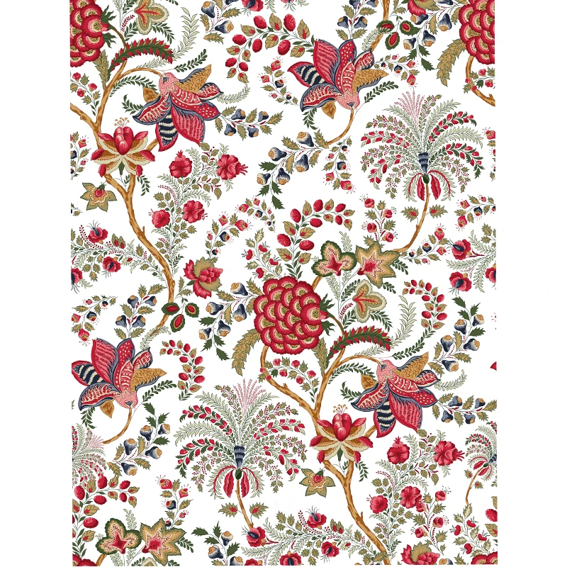 Red Flower Peel And Stick Wallpaper Vintage Floral Self-adhesive PVC Wallpaper Vinyl Furniture Cabinet Sticker For Living Room