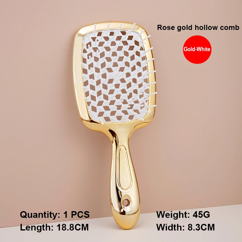 1Pcs Air Cushion Comb GoldTangled Hair Comb Hair Brush Massage Anti-static Hollow Out Wet Curly Hair Brushes Salon Hair tools