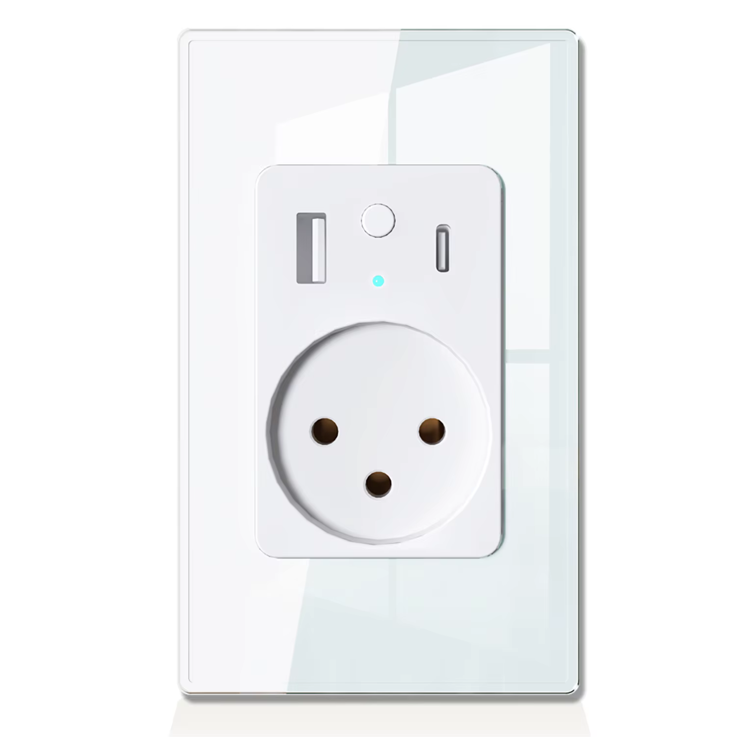 Shawader Israel Smart Wall Socket Glass Panel USB Type-C Fast Charging Voice App Controlled Power Outlet by Alexa Google Home
