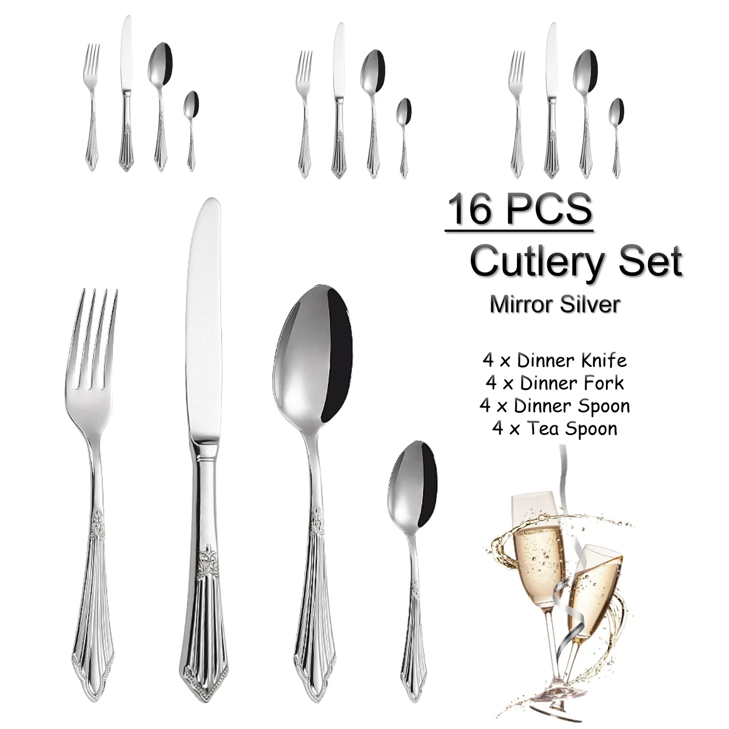 16PCS- Silver