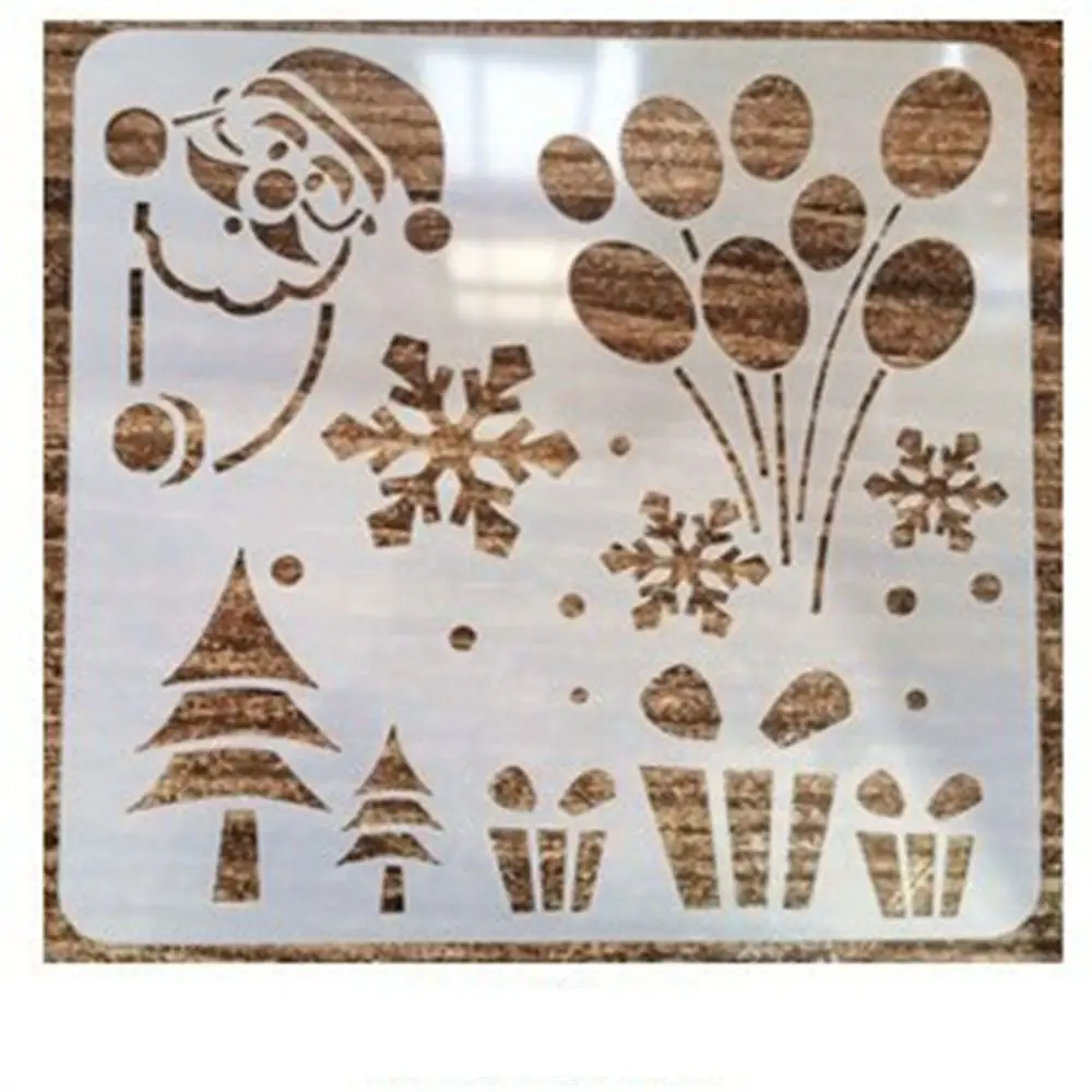 1Pc Christmas Style Stencil Album Decorative Wall Window Floor Decor Cute Snowman Spray Painting Template Graffiti Drawing Tool