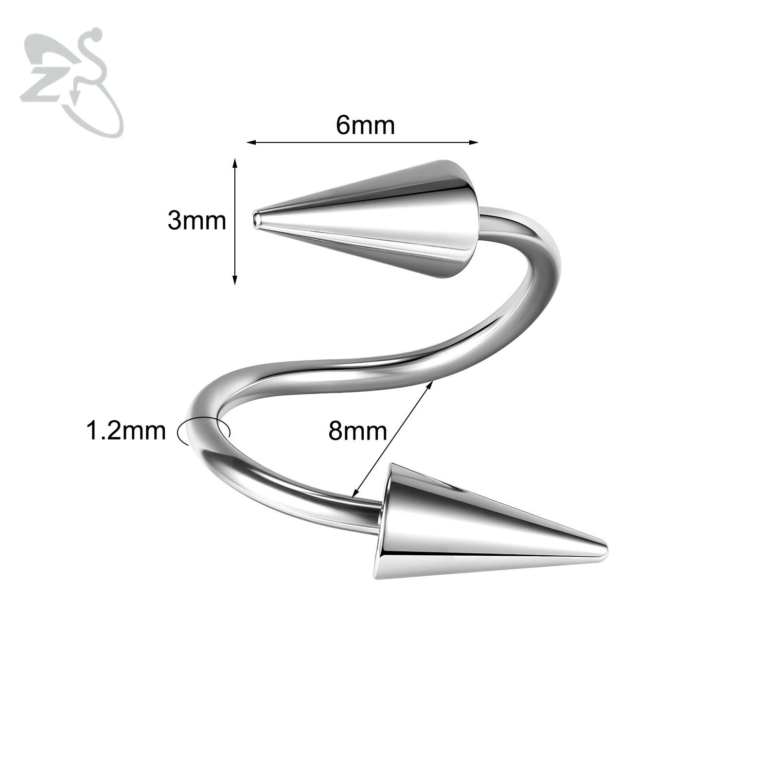 Silver-8X3X6mm