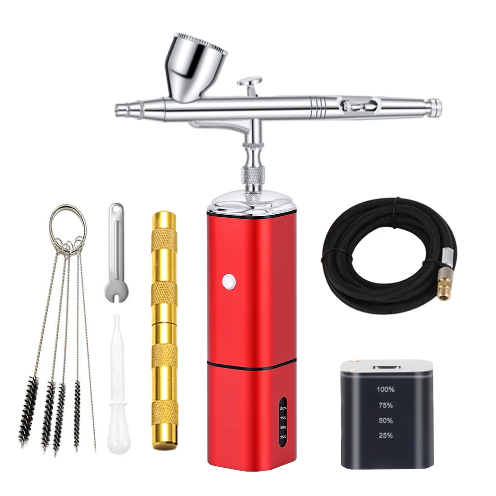 Portable Handheld Cordless Airbrush Kit with Compressor Gun Set Rechargeable Air Brush Art Nail Model Painting Tattoo Tool
