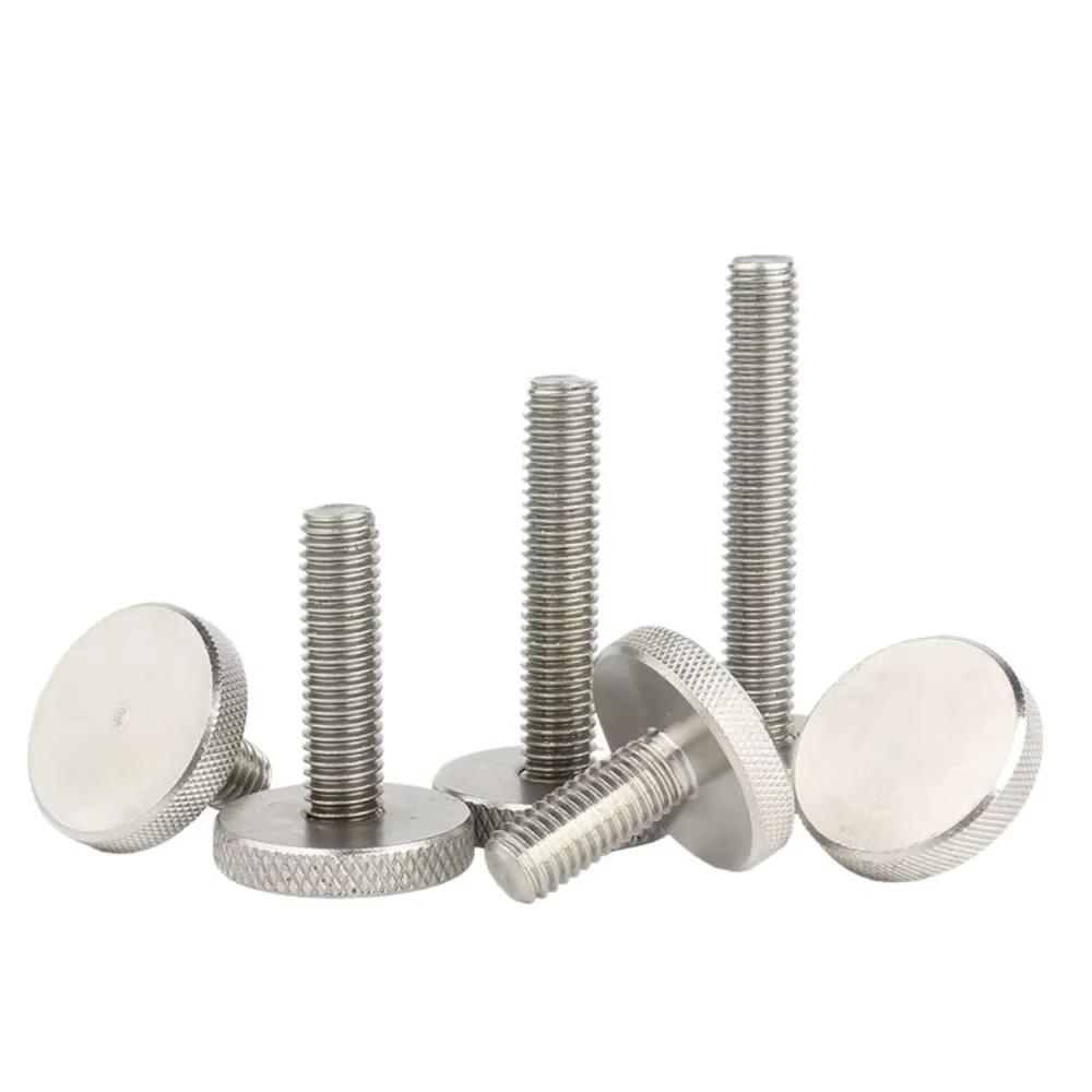304 Stainless Steel GB835 M3 M4 M5 M6 M8 Knurl Flat Big Round Head Hand Tighten Curtain Wall Glass Thumb Screw Adjusting Bolt