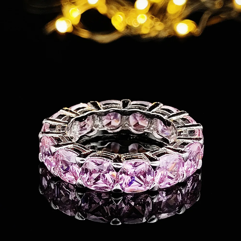 Female Promise ring s925 Sterling Silver Princess cut 4mm Moissanite Engagement Wedding Band Rings for women men Fashion Jewelry