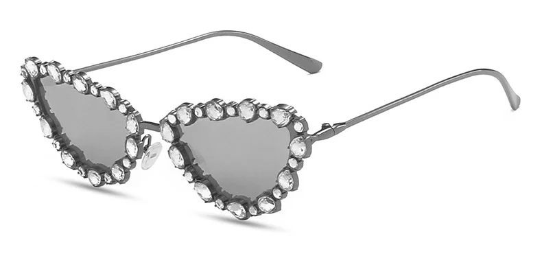 Niche Light Luxury Cat Eye Diamond Sunglasses, Women's Trend High-End Catwalk Party Sunglasses ,Metal Frame Butterfly Sunglasses