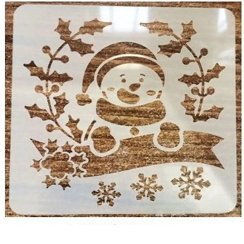 Album Decorative Wall Window Floor Decor Graffiti Drawing Tool Cute Snowman Spray Painting Template Christmas Style Stencil