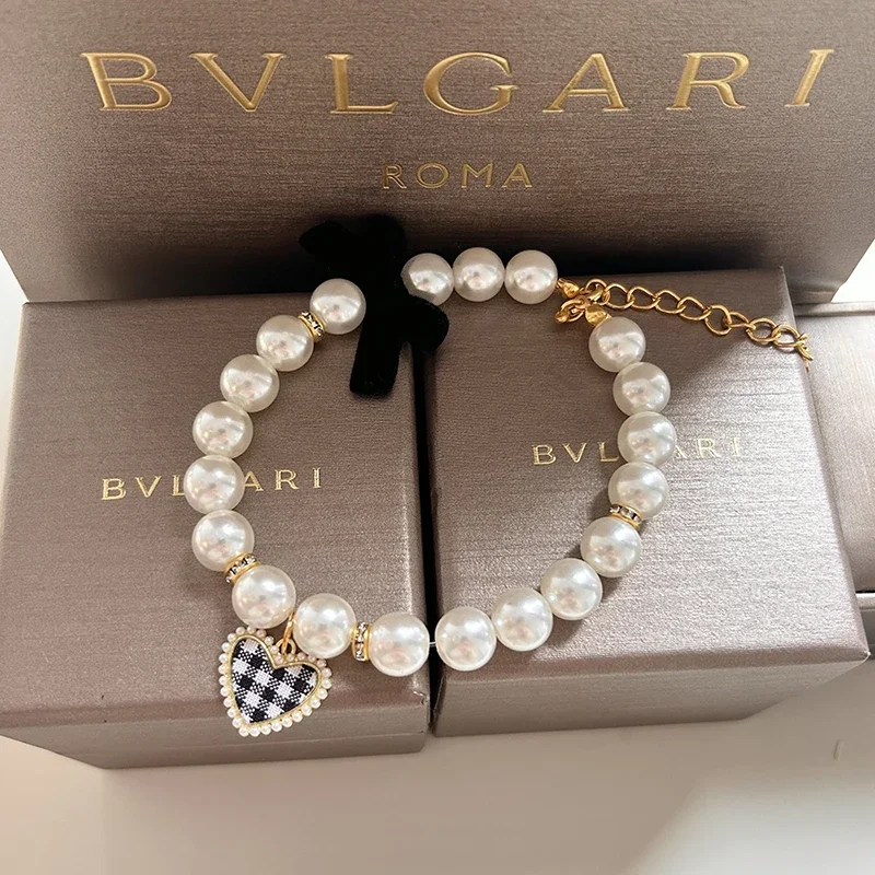 MPK New Series Cat Collar Pearl Vintage Love Crystal Pendant Diamond Neck Ornament Cute Accessories Also Suitable For Dog